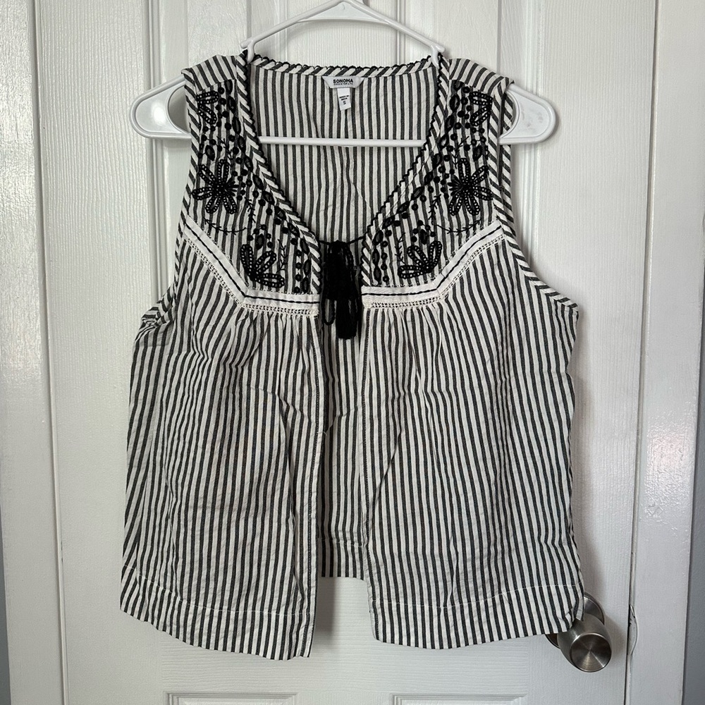 Sonoma black-and-white striped Middle Tie tank top